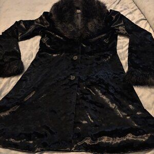Blanc Noir panne velvet faux fur jacket,Size Large, black